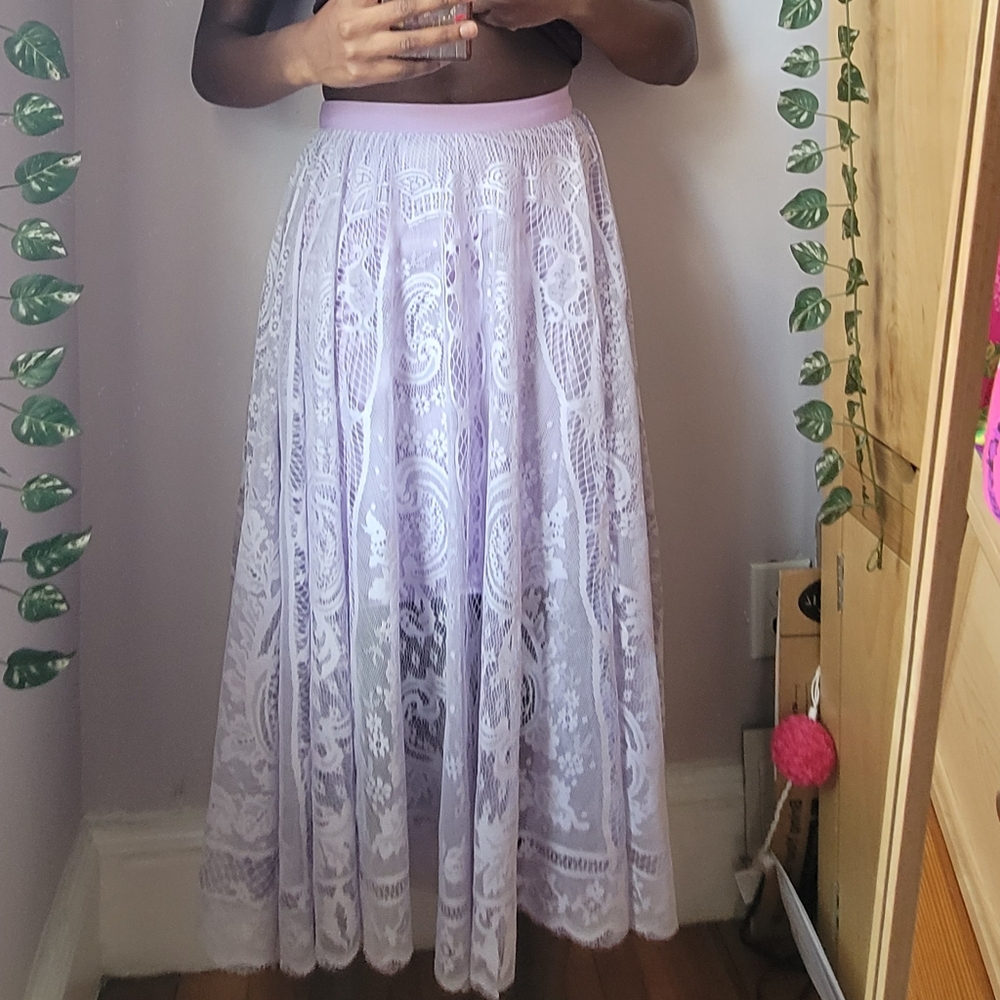 Elegant Lavender Lace Skirt